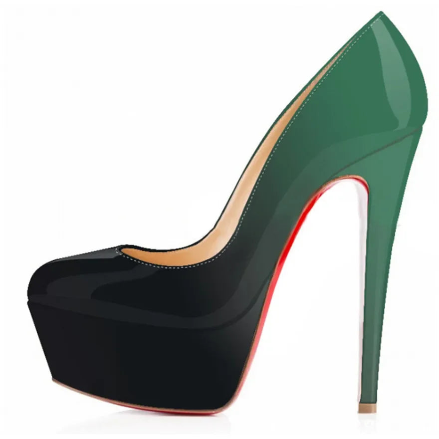 2025 Fashion Women Pumps 14cm Extremely Platform High Heels Sexy Patent Leather Red Black Wedding Party Shoes Stiletto Plus Size