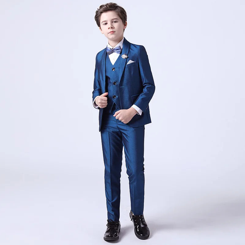 Kids Boys White Blazer Vest Pants 3PCS Set Children Baptism Wedding Prom Suit Baby Boy Elegant Dress Teenager Party Costume