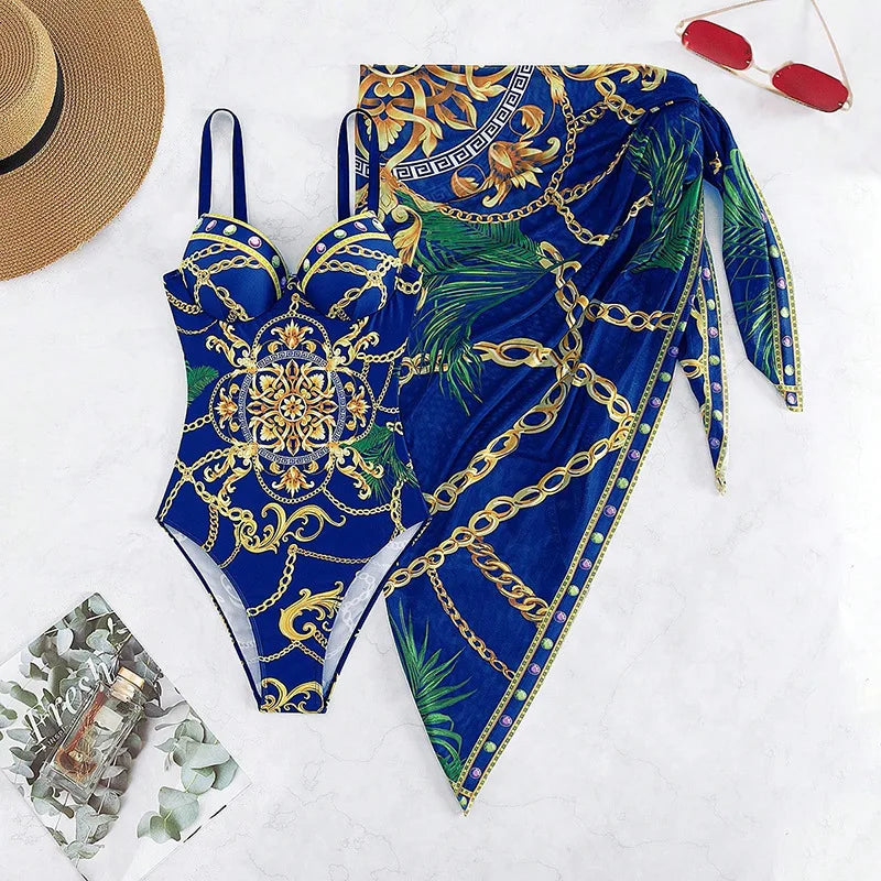 2024 Two Piece Women Bikini Set Push Up Floral Printed Bikinis Strappy Bandage Swimwear Brazilian Biquini Bathing Suit