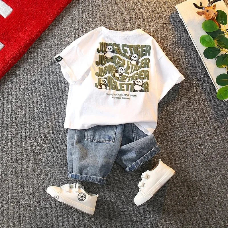 Summer Boys Clothing Set New Baby Children's Cartoon Short Sleeve T-shirt Shorts Two Piece Fashion Boys' Leisure Sports Set