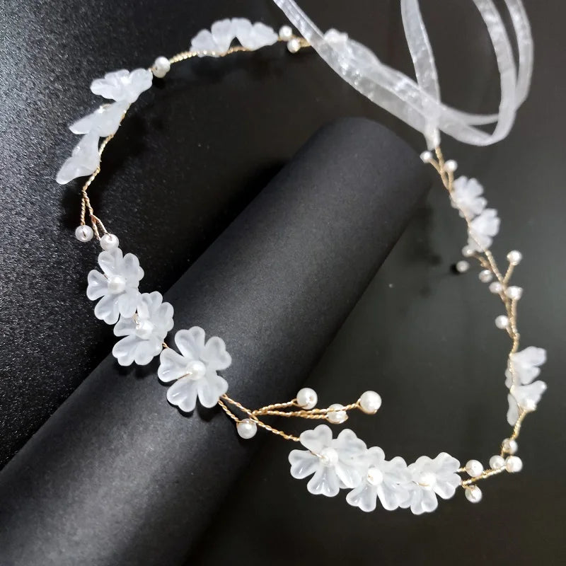 Bridal Bridesmaid Flower Girls Diamante Crystal Pearl Headband Rhinestone Wedding Prom Tiara Women Hair Accessories
