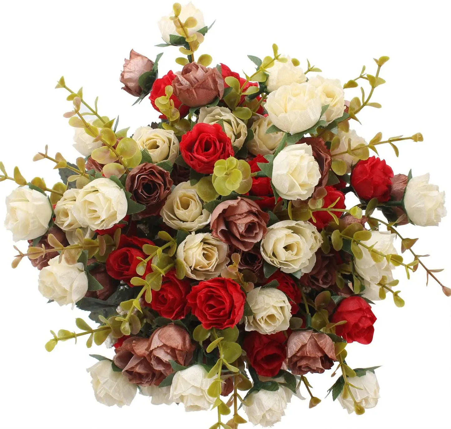 7 Branch 21 Heads Artificial Flowers Bouquet Mini Rose for Bridal Shower Wedding Floral Birthday Party Home Office Decoration