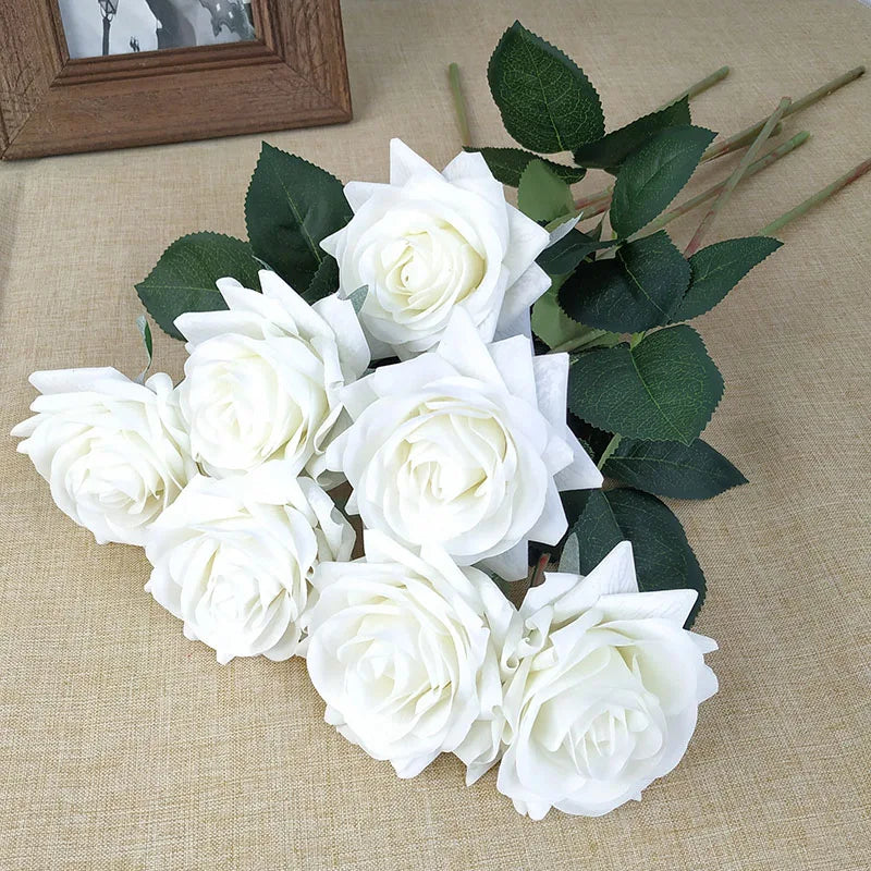 Wedding Decorations 12pcs/Lot Rose Latex Artificial Flowers Floral Silk Real Touch Rose Flowers Home Birthday Party Bouquet