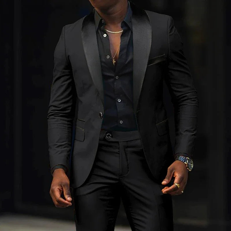 Men's Suit Jacket Autumn Slim Fit One Button Blazer Fashion New Formal England Male Dress Coat Trousers Pants 2 Pieces Set