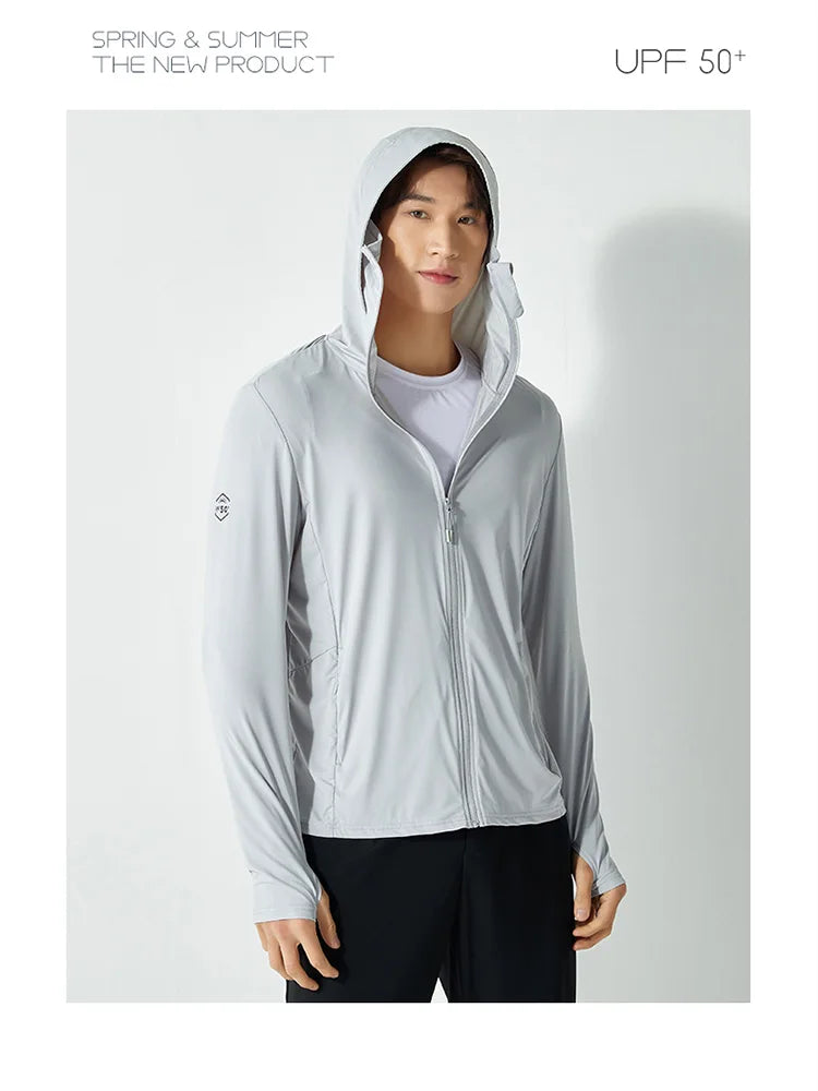 Summer UPF 50+ UV Proof Men Skin Coats Hooded Sun Protection Breathable Cool Thin Windbreaker Plus Size Casual Jackets 8XL
