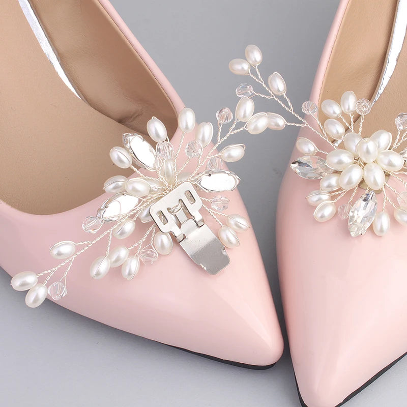 Newest Shinning Rhinestone Shoes Clip Metal Wedding Accessories Crystal Pearl Luxury Shoe Buckle Decorations Gift For Women