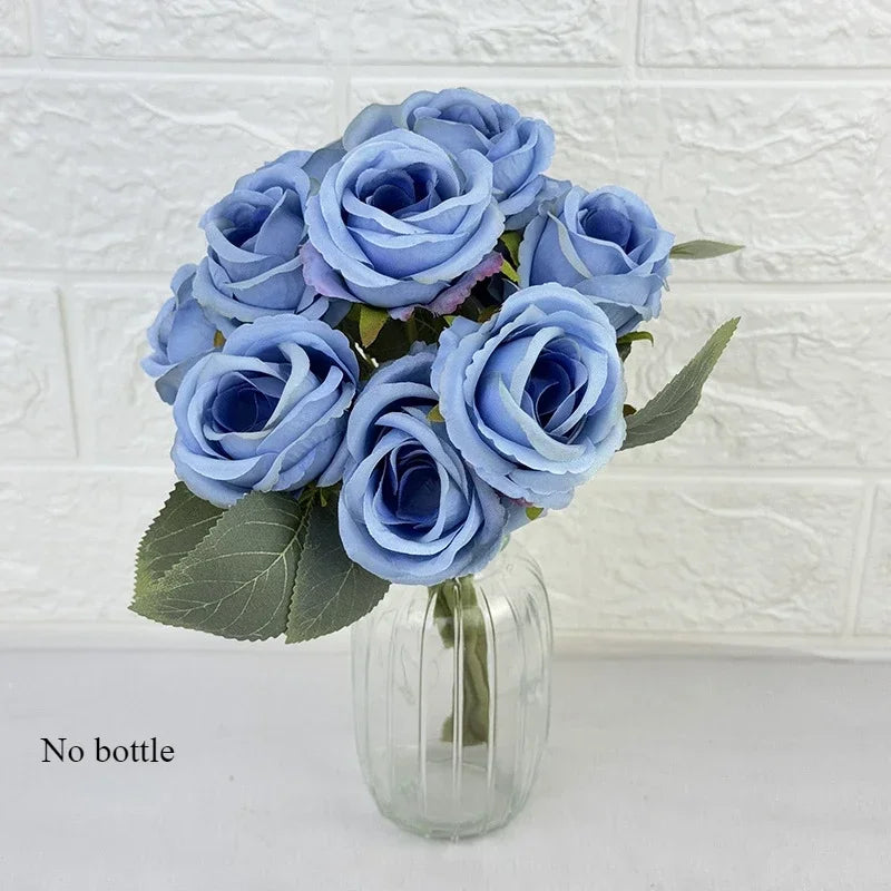 Wedding Bride Pink Roses Bouquet Artificial Flowers Auditorium Decoration Simulation Rose White Fake Flower Cafe Decortive