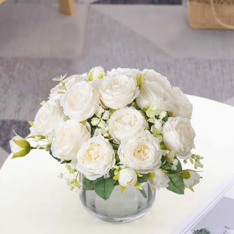 Fake Silk Peony Vases for Home Decor Christmas Garland Wedding Party Living Room Bouquet Decoration Accessory Artificial Flowers