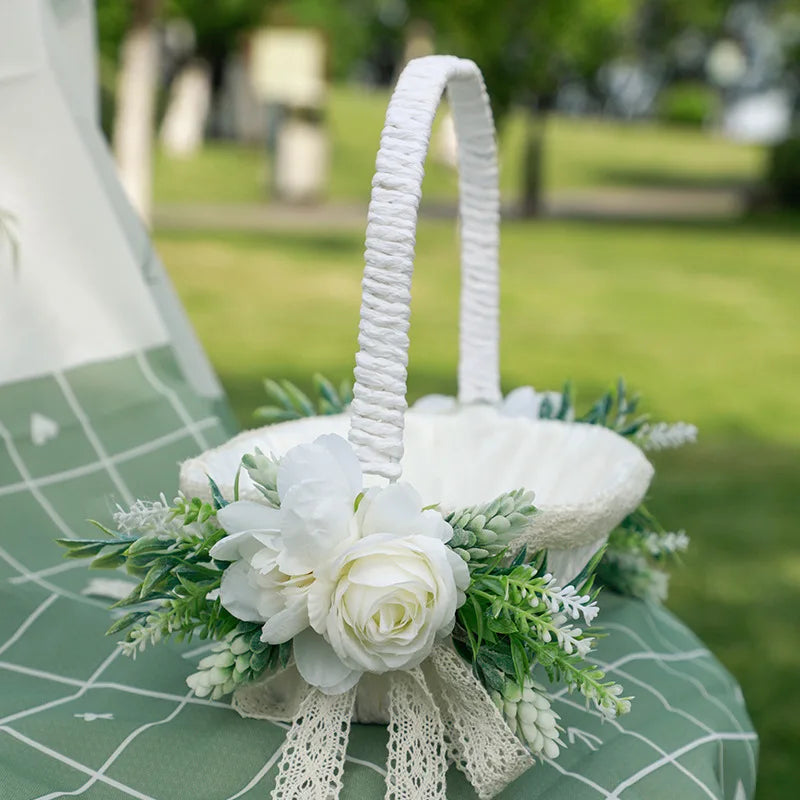 Wedding Decoration Bridesmaid Carrying Basket Wedding Flower Child Scattering Flower Basket Petal Blue Baby Shower Decorations