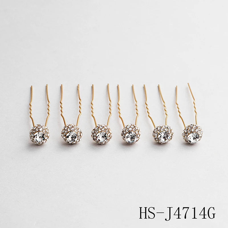 Fashion U-shaped Pin Metal Barrette Clip Pearl Hairpins For Bride Flower Clear Crystal Tiara Wedding Jewelry Hair Accessories