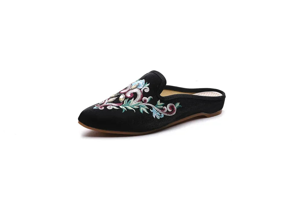 Summer Harajuku Chinese Style Women's Slippers Casual Vintage Embroidery Women Shoes Ethnic Style Fashion Streetwear Sandales