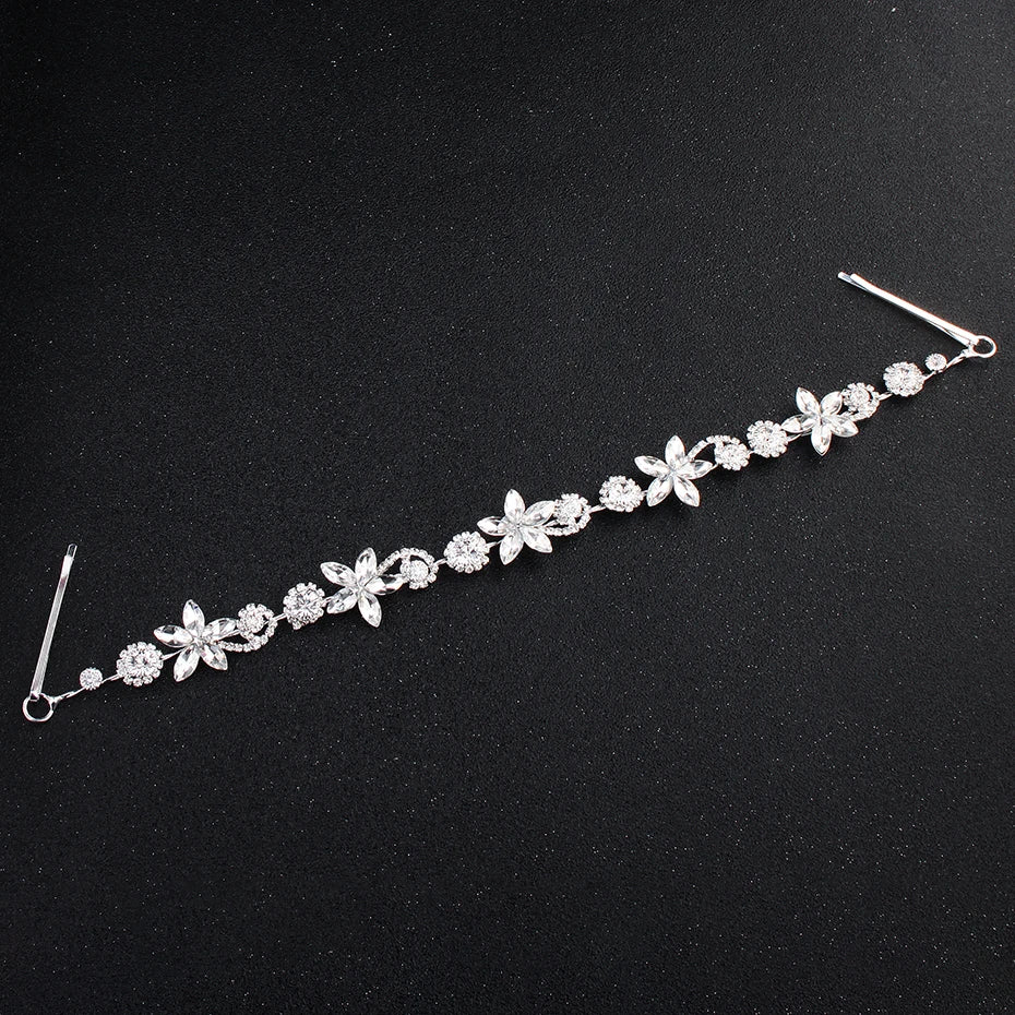 Bridal Wedding Hair Accessories Crystal Flower Pearl Headband for Women Hair Jewelry Party Bride Headpiece Bridesmaid Gift