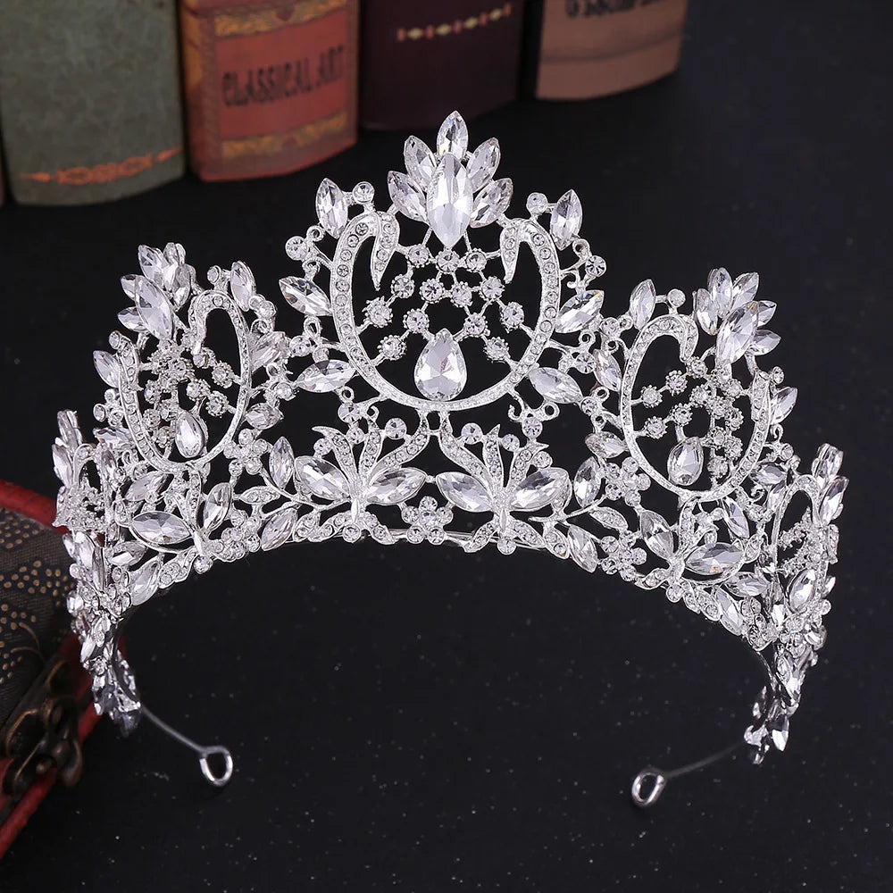 Baroque Luxury Crystal Rhinestone Tiaras and Crowns For Women Bride Vintage Prom Diadem Bridal Wedding Hair Accessories Jewelry