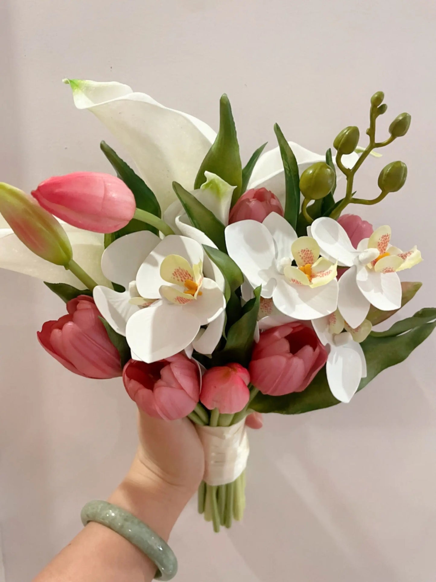 Wedding Bouquet Bridal Artificial Silk Flowers Foam Roses Bouquet Lace Decoration Natural Wedding Flowers