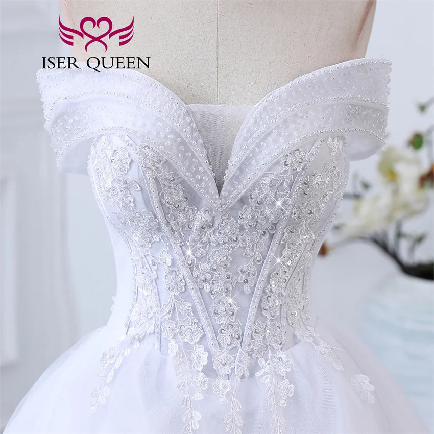 Customized Crystal Beaded Quality Ball Gown Wedding Dress For Bride Plus Size Civil Wedding Dress 2025 With Train WX0366