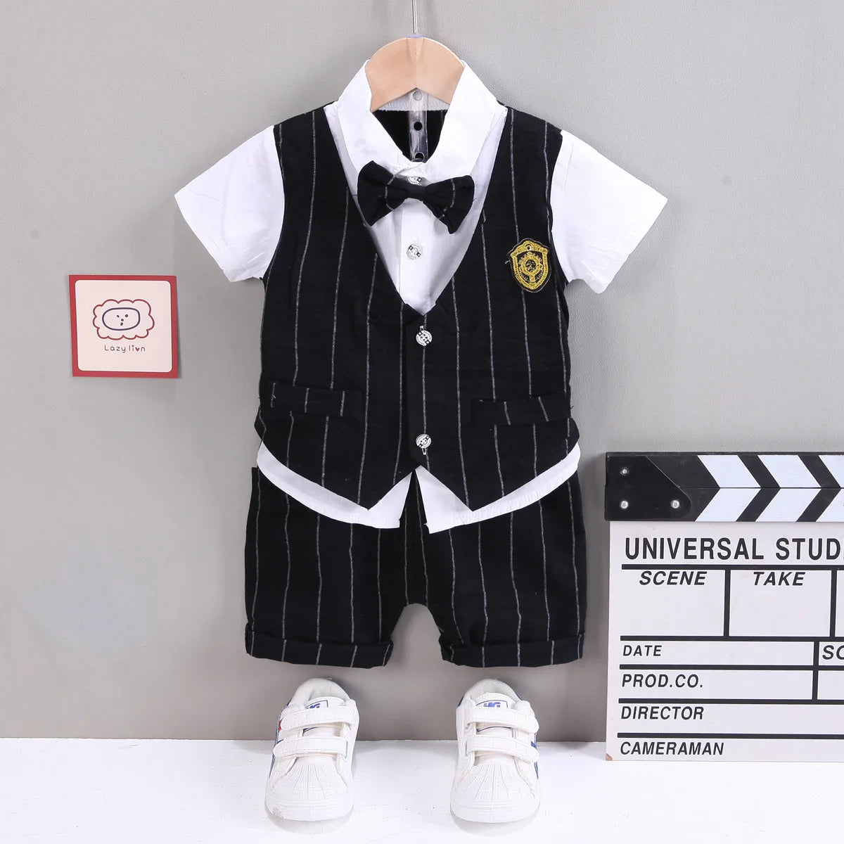 IENENS Baby Boys Short Sleeve Shirt + Shorts Suits Summer Birthday Party Clothes Sets 1 2 3 4 Years Kids Cotton Clothing Outfits