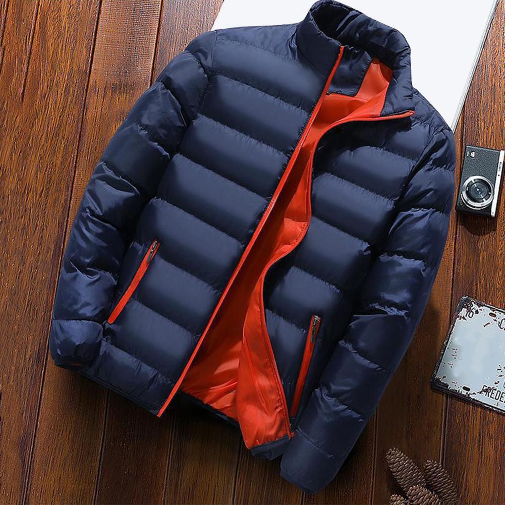 Padded Mens Jackets Winter Casual Windbreaker Stand Collar Thermal Coat Outwear Oversized Outdoor Camping Windproof Jacket
