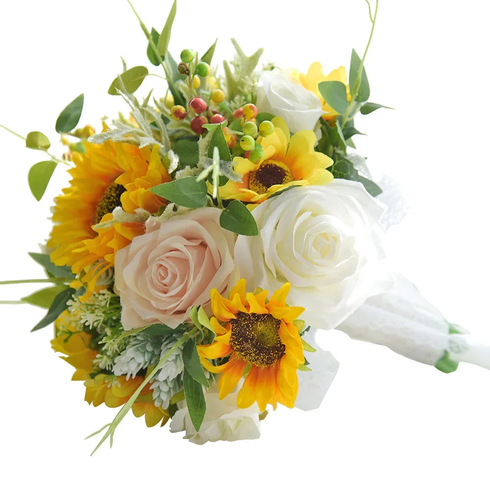 Wedding Supplies Sun Flower Sunflower Holding Flowers Artificial Flower Rose Bridal Bouquet Flower Bouquet Decoration