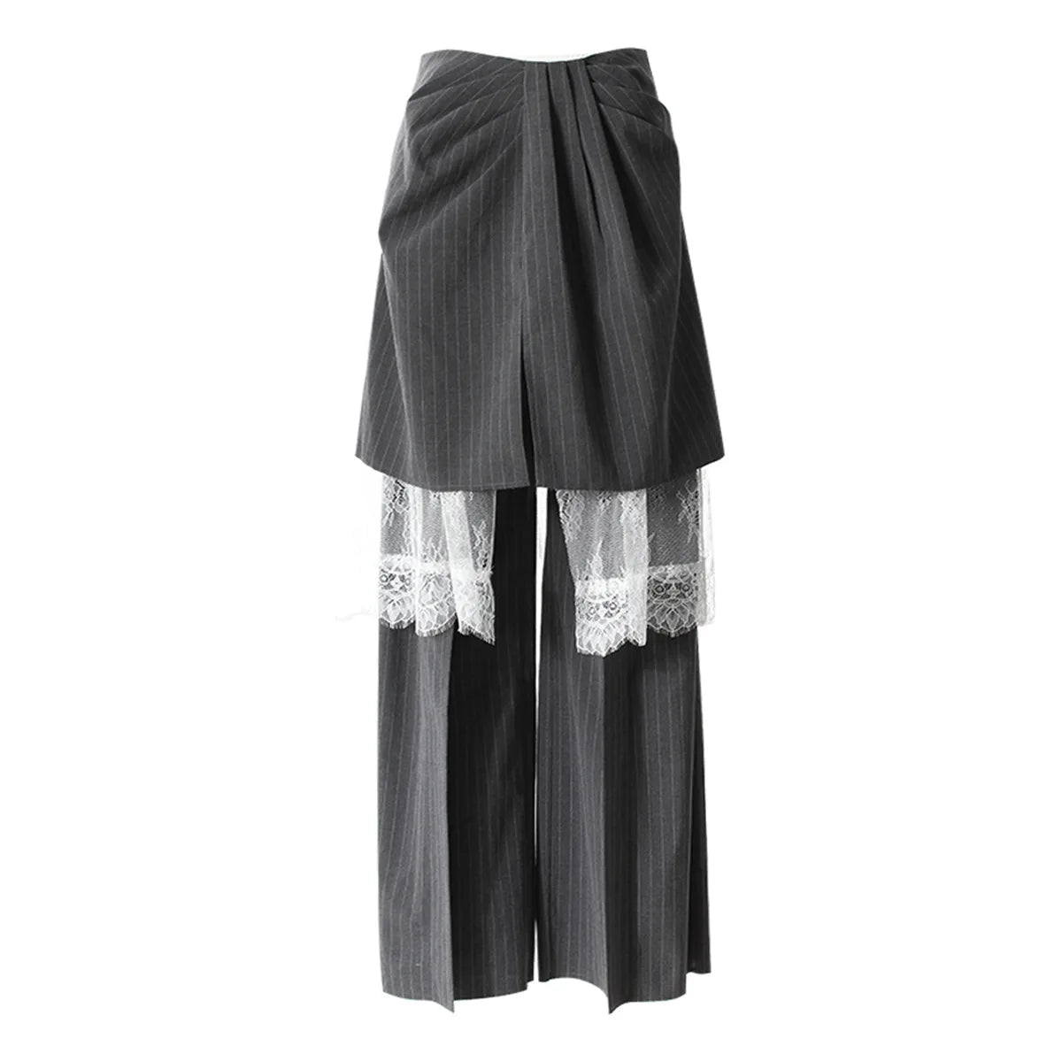 ZMEENNA Gray Stripe Patchwork Skirt Gauze Pants 2 Piece Sets For Women 2025 Spring Fashion Female New Elegant Pants ZM616