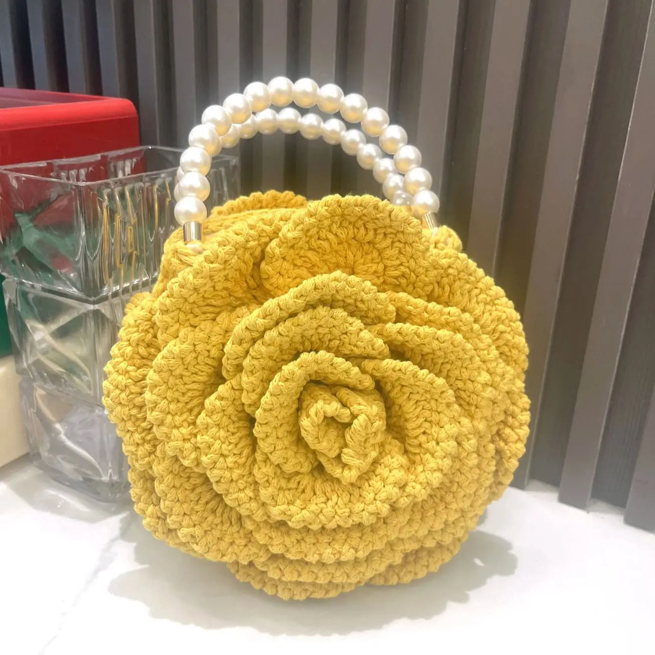 handmade Crochet flower shape Evening clutch Bag Purses and handbag luxury Designer banquet bag Women's bag