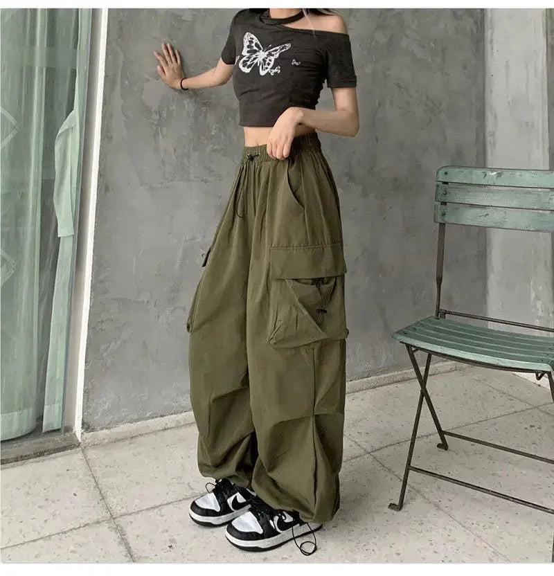 Retro work casual pants for women's summer versatile straight tube drape leggings loose wide leg pants