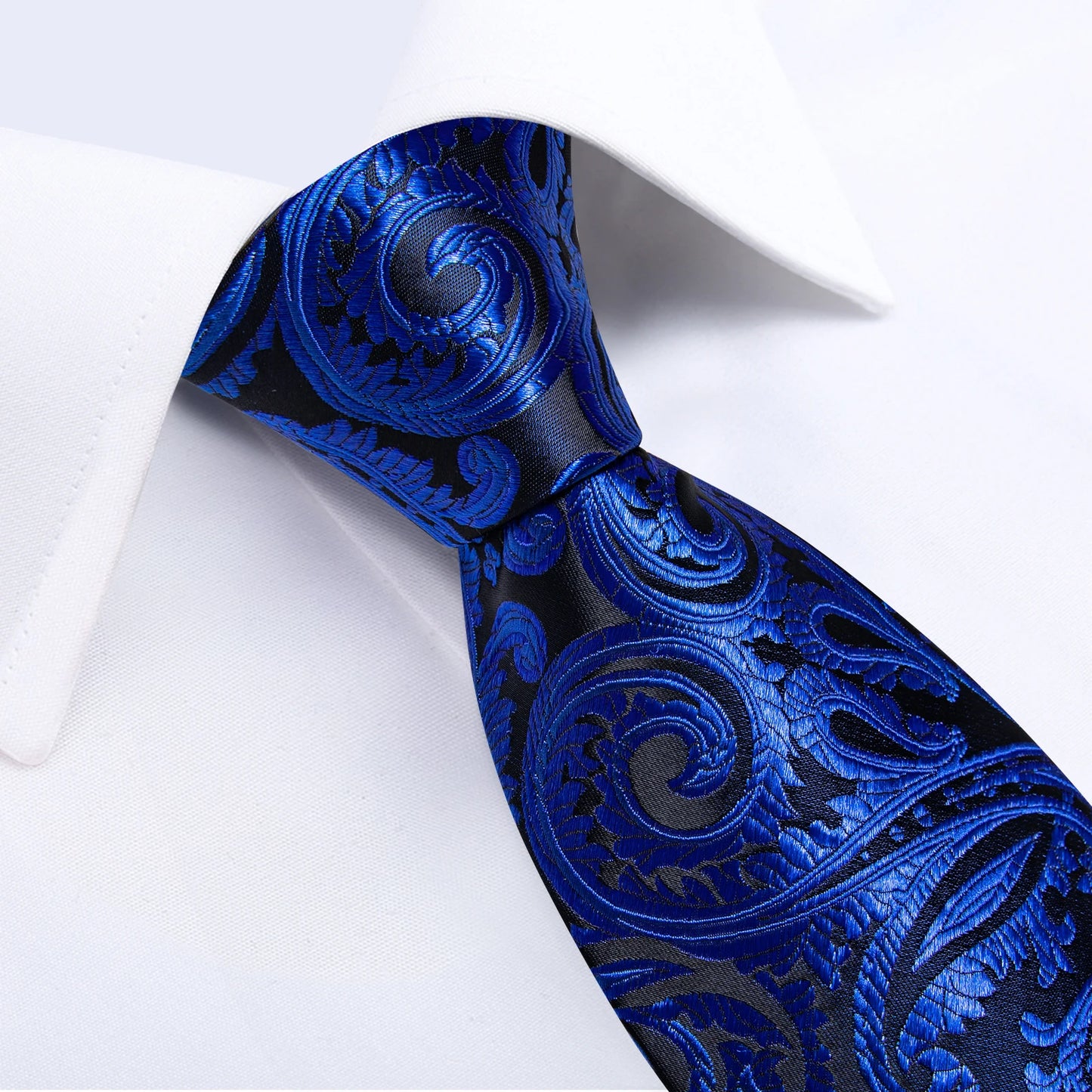 Royal Blue Paisley Plaid Striped Men tie Set with Handkerchief Cufflinks Wedding Prom Groom Accessories Perfect Gift for Men