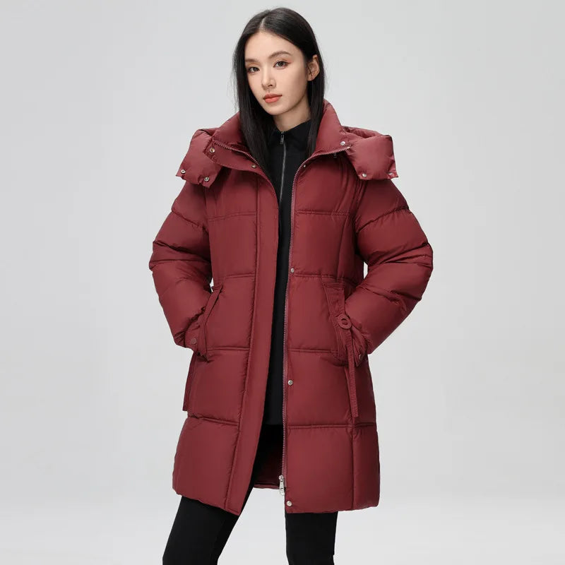 2024 New Winter Women Jacket Mid Long Hooded Parka Cotton Padded Jacket Female Parkas Loose Casual Warm Outwear Snow Wear Coats