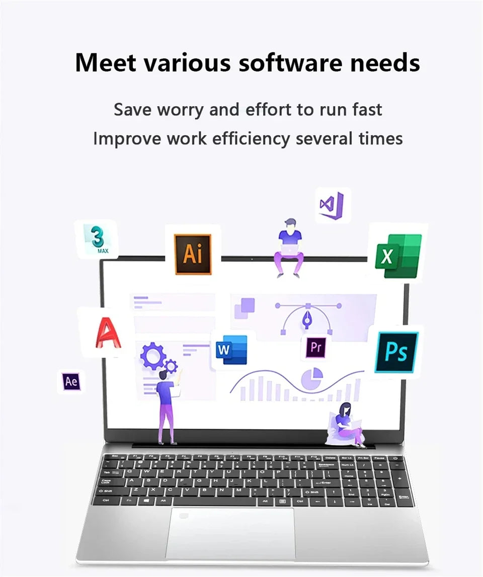 2025 laptop 15.6 Inch Laptop Windows 11 Intel Core i7 8500Y 16GB RAM 1TB SSD Fingerprint Unlock Study Office Pc Laptops