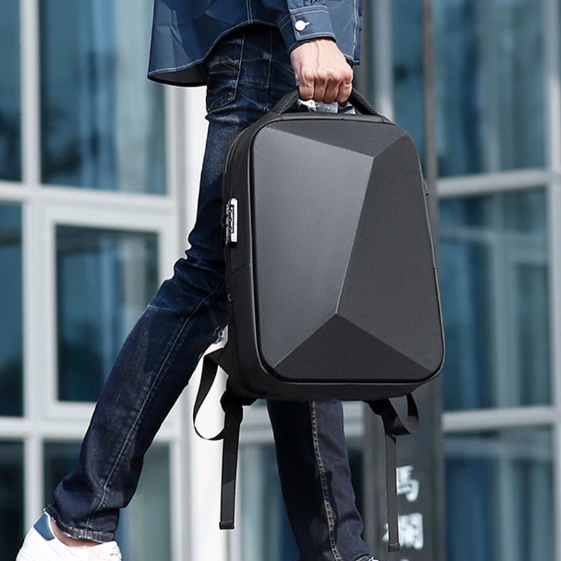 Swiss Men‘s 15.6 Inch Laptop Backpack Expandable PC Hard Shell Bag TSA Anti-theft Waterproof Backpacks USB Business Travel Bag
