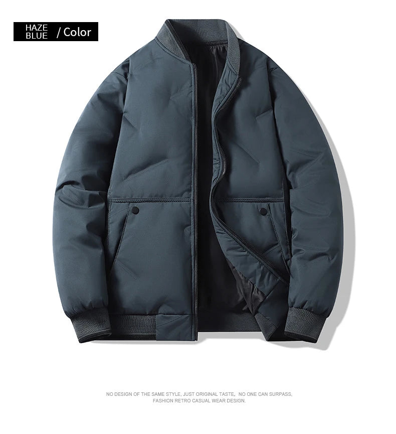 Men's Jacket Autumn Winter Thickened Warm Comfortable Breathable Casual Coat Outdoor Solid Color Windproof Zippered Jacket