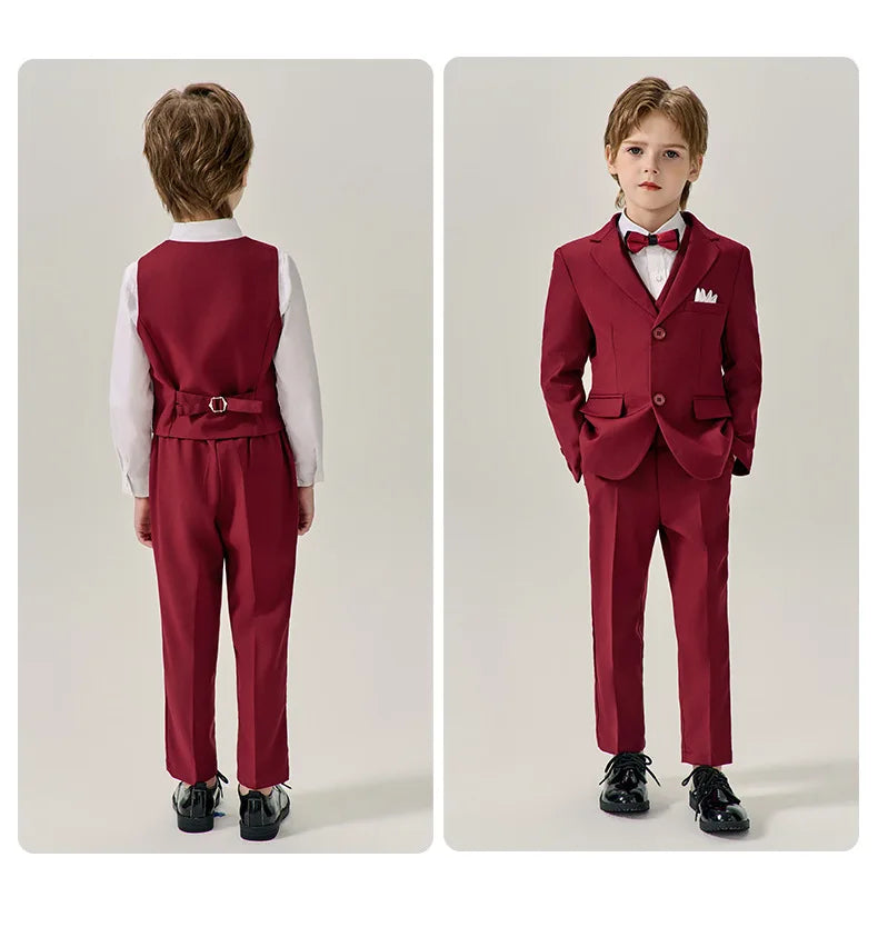 Prince Kids Green Jakcet Vest Pants Bowtie Piano Party Dress Boys Wedding Ceremony Photograph Suit Children Performance Costume