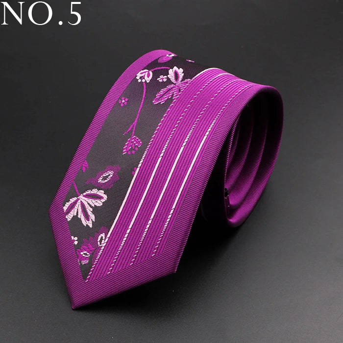 New Skinny 6cm Ties For Men Wedding Dress Necktie Perple Floral Paisley Patchwork Tie Business Slim Shirt Accessory Gift Cravate