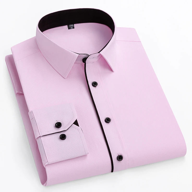 New Men's White Business Shirt Autumn Long Sleeve Leisure Plus Size Big 11XL 10XL 9XL Patchwork Black Yellow Social Dress Shirts