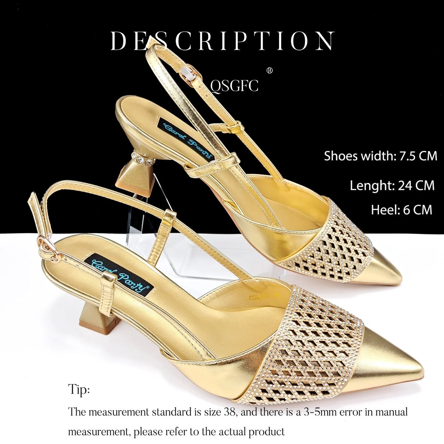 Newest Elegant Mature Style Black Color Party Wedding High Heel Pointed Toe Women Shoes and Bag full of Sequins Decoration