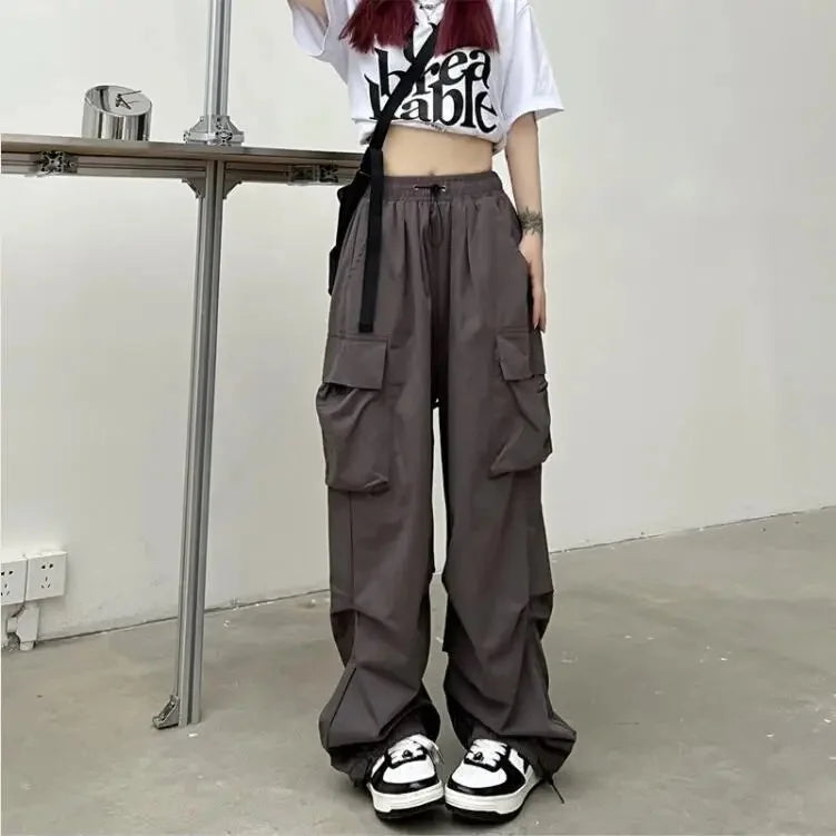 Retro work casual pants for women's summer versatile straight tube drape leggings loose wide leg pants
