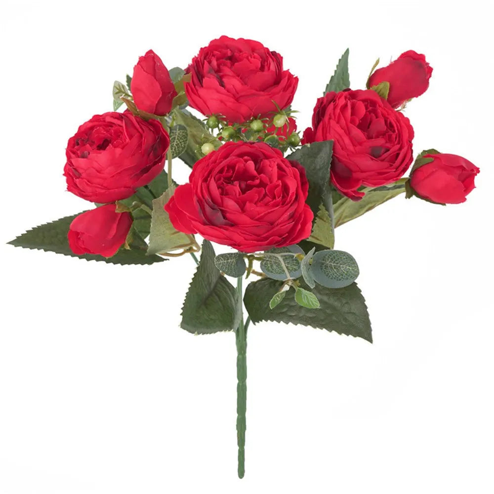 1PC 30CM Fake Roses Silk Peony Artificial Flowers Cheap New Year's Christmas Decorations Vase Home Wedding Bridal Bouquet Indoor