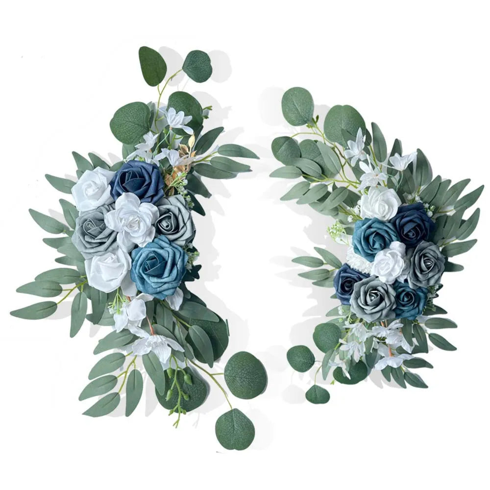 Hot Selling Blue and White Rose Artificial Bouquet High-end Wedding Table Staircase Decoration Handmade DIY Finished Product