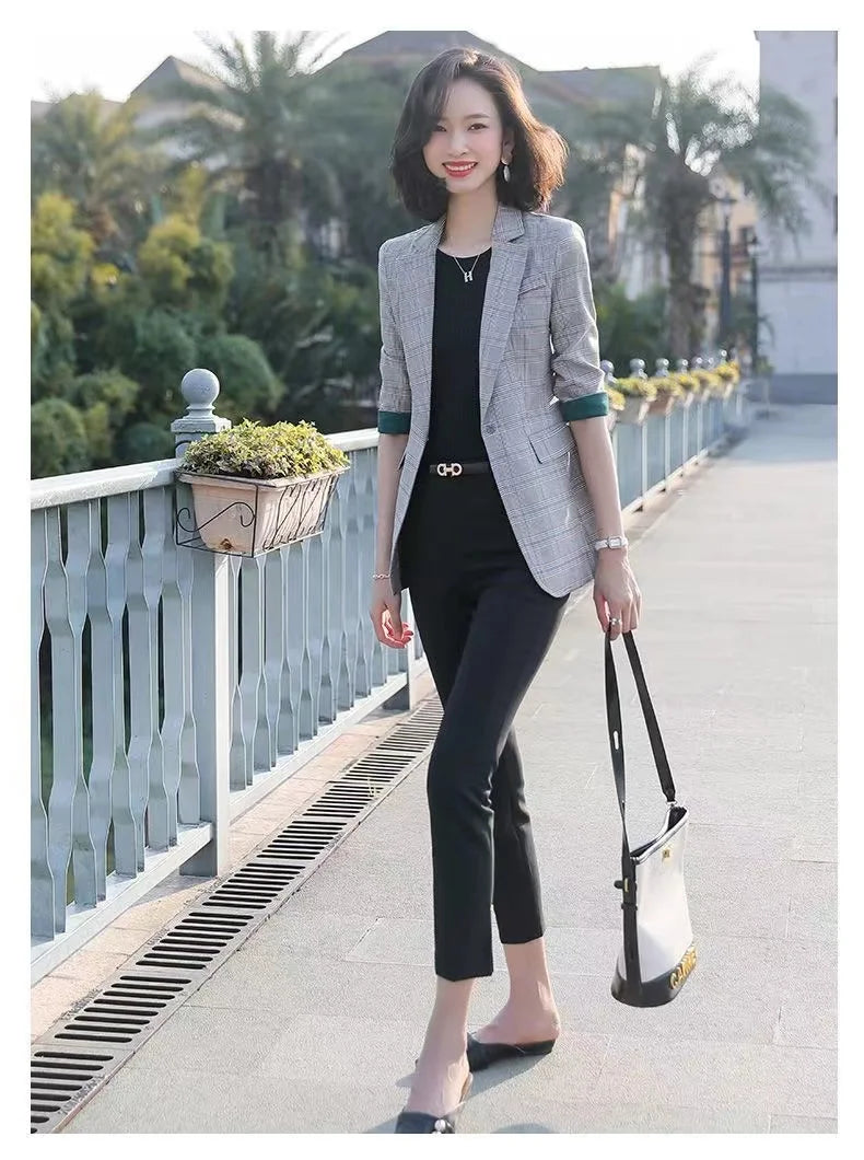 Women's Elegant Double-Breasted Blazer with Puff Sleeves and Faux Pockets - White, Long Sleeve, Mid-Length, High Stretch Fabric, Perfect for Spring and Fall, Everyday Chic, Formal Office Wear | Classic Notched Lapel | Functio