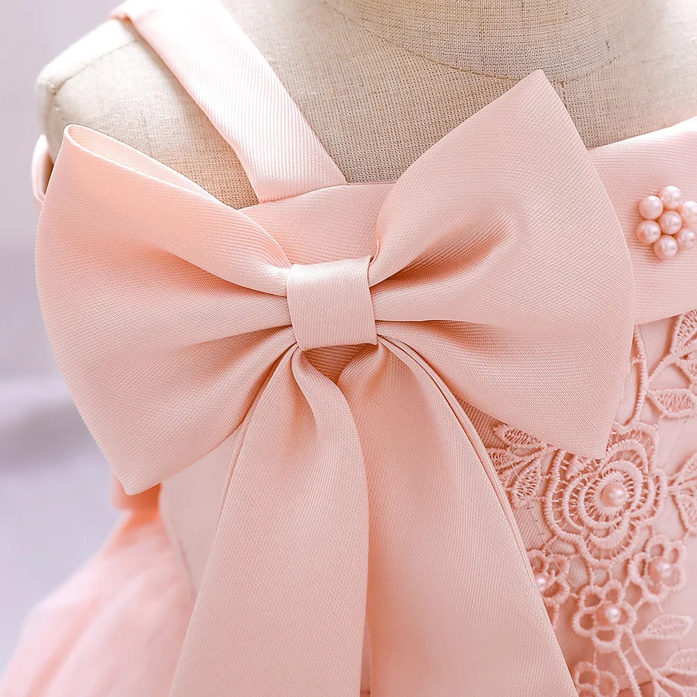 6 12 24 36 Months Baby Girls Dress Big Bow Wedding Party Elegant Little Princess Dress Kids Birthday Present Christmas Vestidos