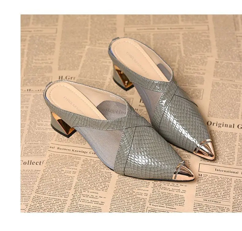 Low Shoes Hoof Heels Rome Synthetic PU Fabric Rubber Low Shoes PU Rubber Hoof Heels Fabric Rome