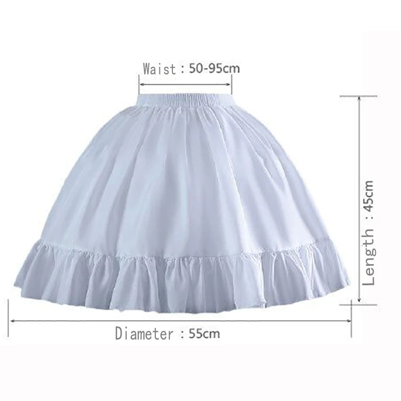 Girls Ruffled Short Petticoat with/no Hoop Solid Color Fluffy Bubble Tutu Skirt Puffy Half Slip Prom Crinoline Underskirt