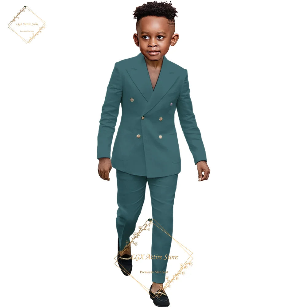 Boys suit 2 piece suit - custom made for 2~16 year old children double breasted peak lapel formal occasion slim fit suit