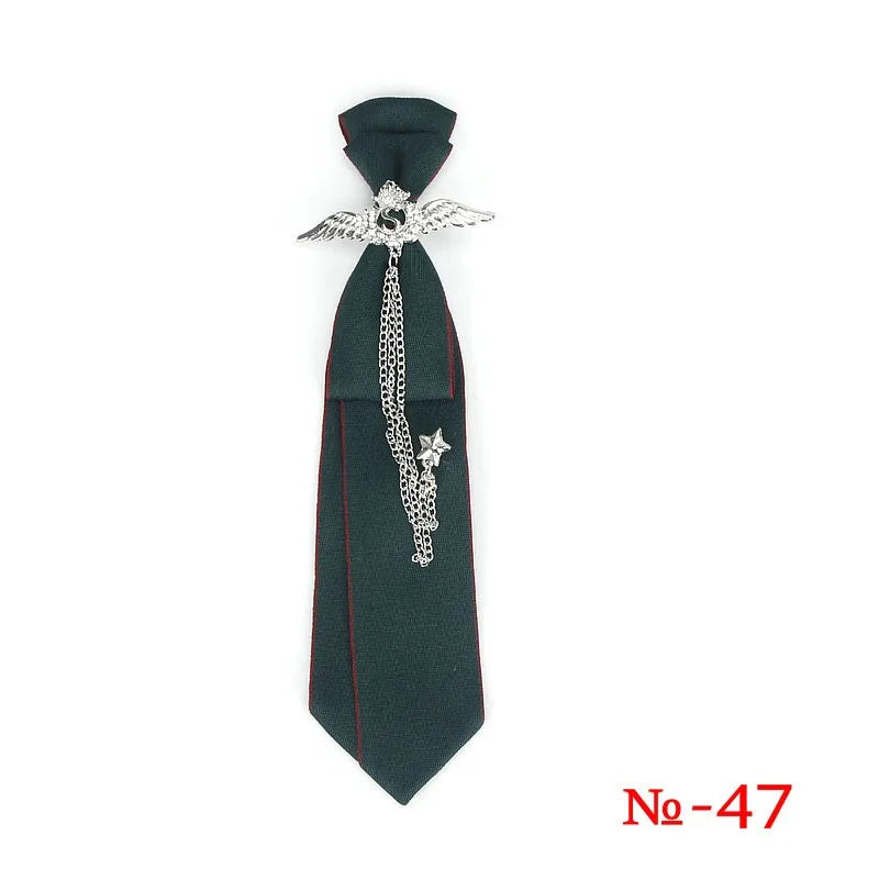 Retro Fabric Ribbon Rhinestone Black Bow Tie Collar Bowkont Cravat School Girl Boys Gifts for Women Clothing Jewelry Accessories
