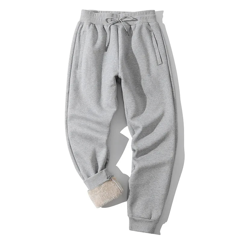 Winter Men's Fleece Joggers Elastic Waist Casual Wide Leg Sweatpants Thickened Thermal Sports Pants Hip hop Streetwear