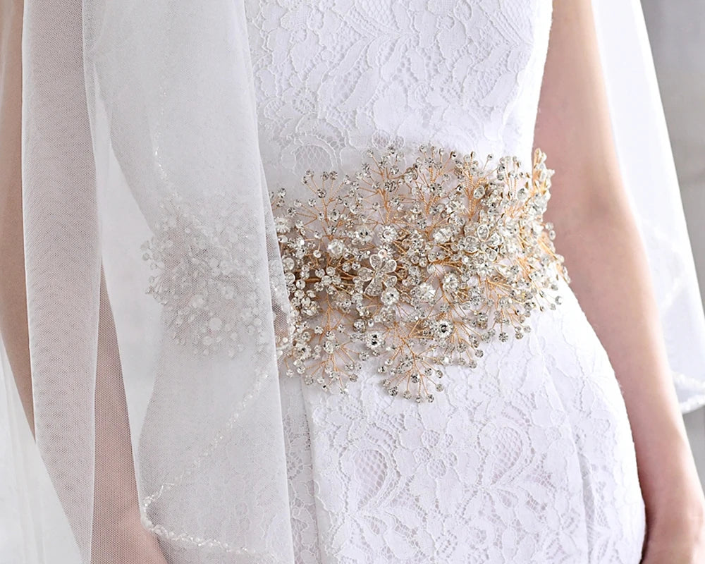 YouLaPan Luxury Women Belts Bling Rhinestone Accessories For Wedding Brides Alloy Flower Belts For Bridesmaid Dresses Sash SH240
