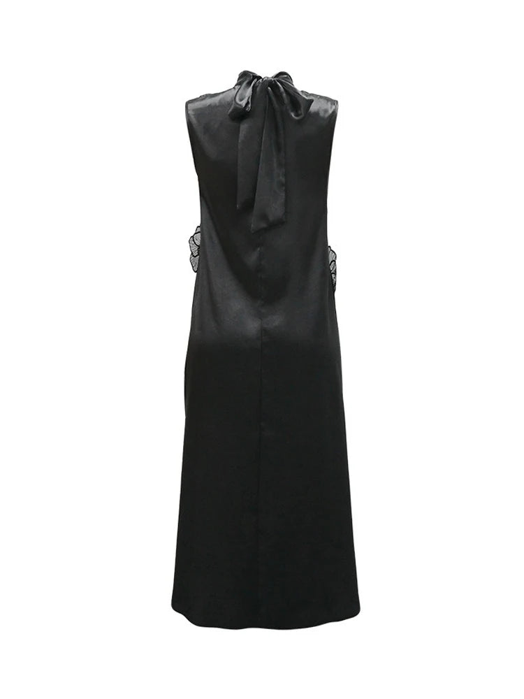 Woman African Traditional Dresses Summer Elegant Sleeveless Dress Stretchy Fake Silk Midi Dresses Luxury Wholesale Dropshipping