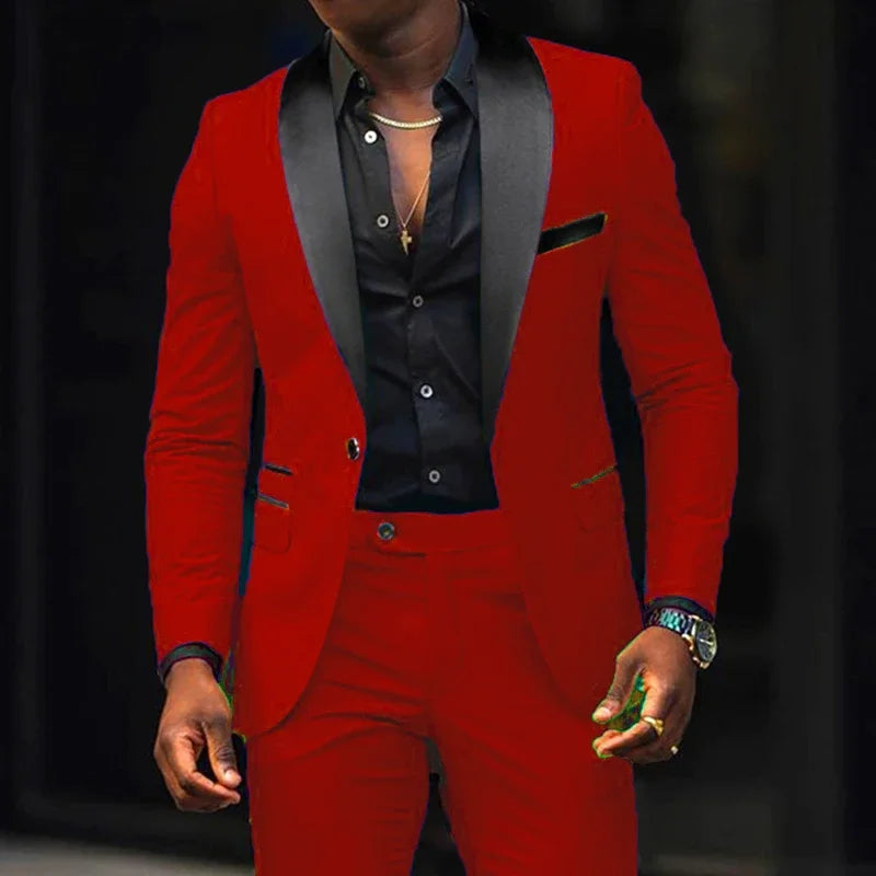 Men's Suit Jacket Autumn Slim Fit One Button Blazer Fashion New Formal England Male Dress Coat Trousers Pants 2 Pieces Set