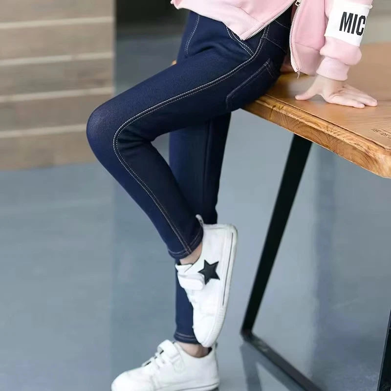 Teenage Winter Warm Pants for Children Kids Girls Fleece Bootcuts Jeans
