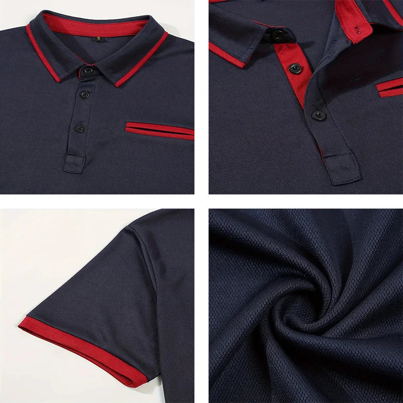 Summer Men's Short sleeved Polo Shirt Business Casual Collar T-shirt Plus Size Breathable Top European and American Plus size