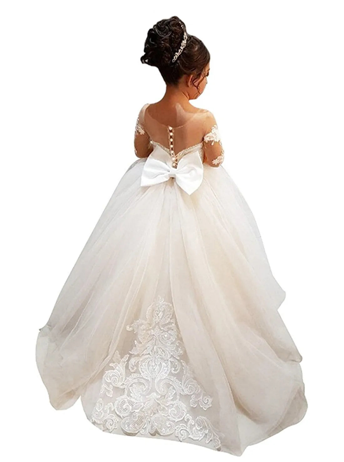 Long Sleeves Flower Girl Dresses for Wedding Junior Bridesmaid Dress Lace First Communion Dress